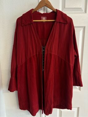 Vintage Blue Fish Red Jacket Overshirt Gold Hooks Size 0